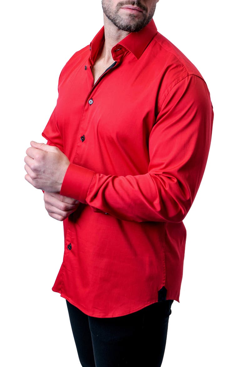 Fibonacci Grenadine Red Contemporary Fit Button-Up Shirt, Alternate, color, RED