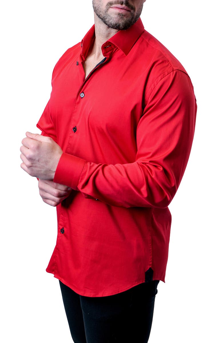 Maceoo Fibonacci Grenadine Red Contemporary Fit Button-Up Shirt, Alternate, color, 