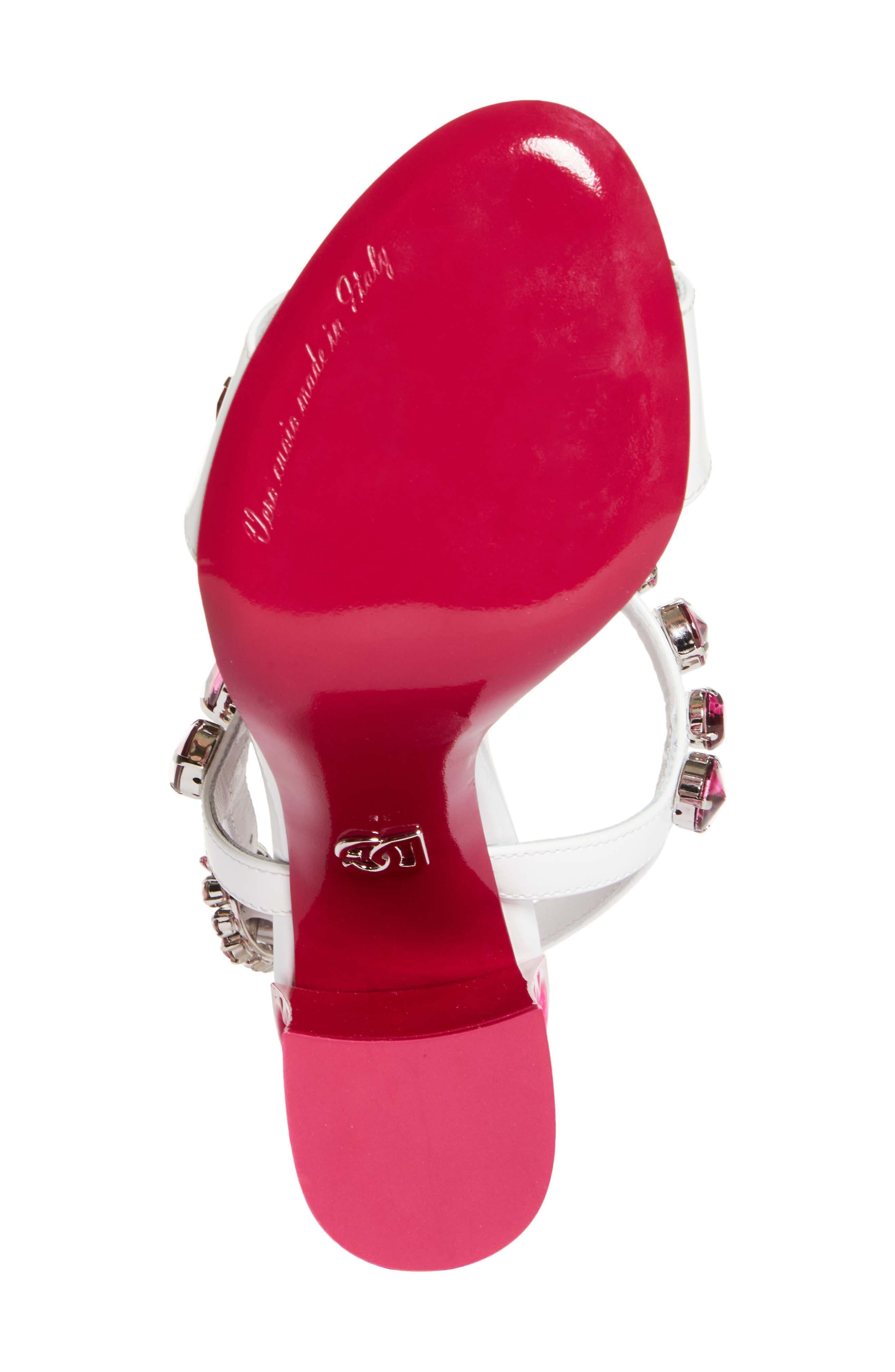 Keira Crystal Embellished Block Heel Platform Sandal, Alternate, color, WHITE/ FUCHSIA
