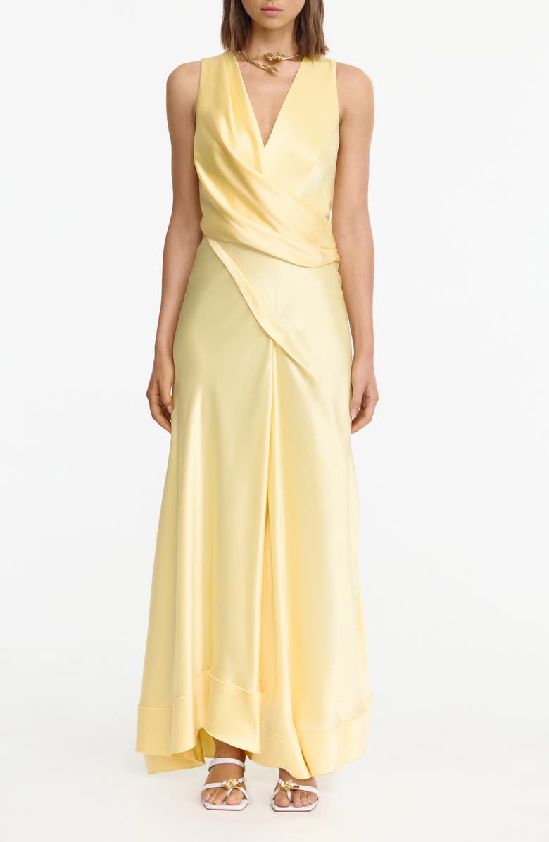 Acler Eastoncroft Satin Gown, Main, color, Lemon Sorbet
