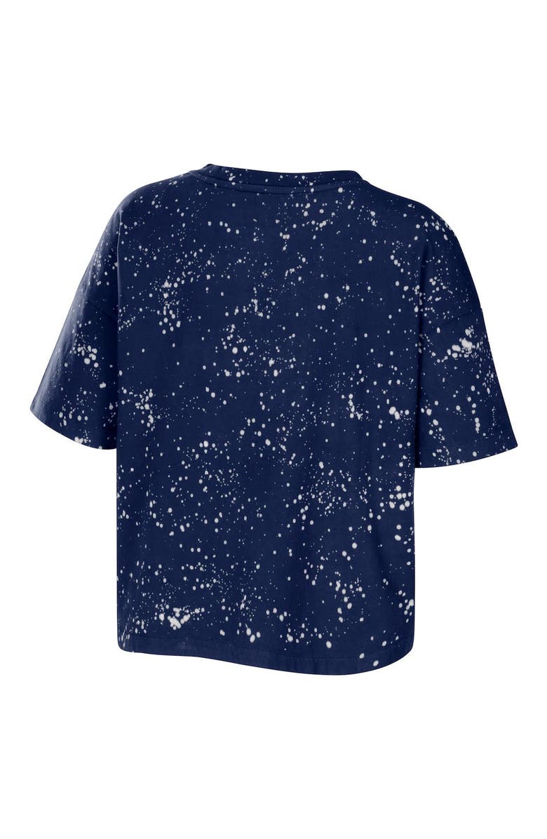 WEAR by Erin Andrews Women's WEAR by Erin Andrews Navy Penn State Nittany Lions Bleach Wash Splatter Cropped Notch Neck T-Shirt, Alternate, color, Gray
