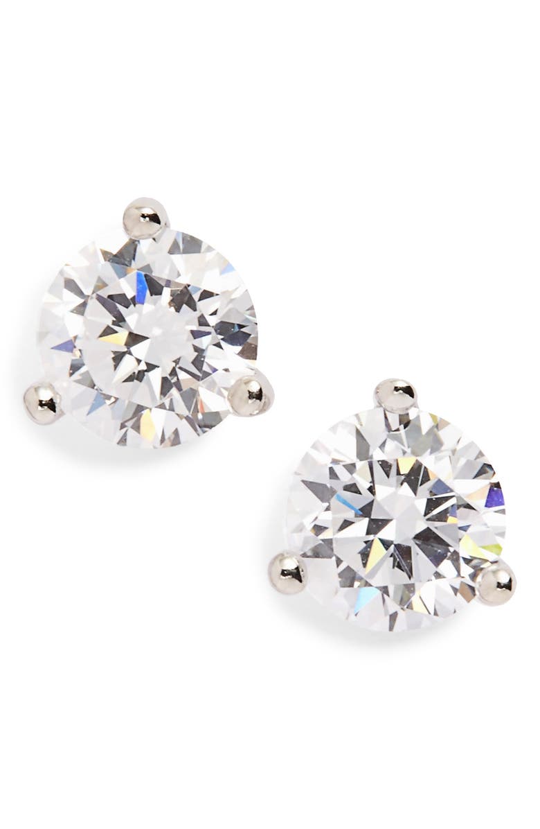 Nordstrom Cubic Zirconia Stud Earrings - 1.0ct., Main, color, Platinum