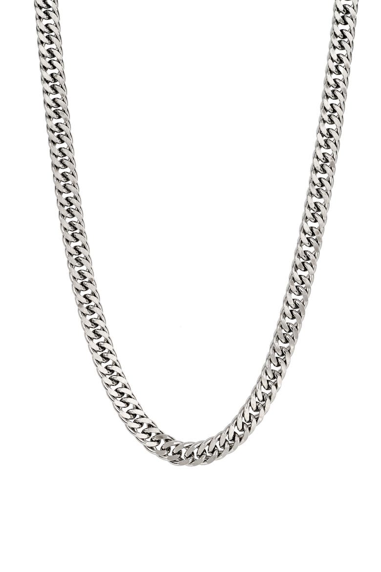 Men's Stainless Steel Curb Chain Necklace, Main, color, SILVER