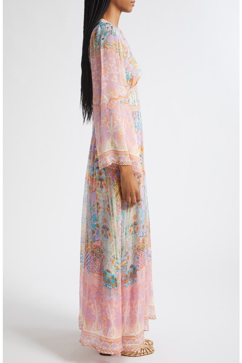 Howdy Gaudí Long Sleeve Silk Chiffon Maxi Dress, Alternate, color, HOWDY GAUDI