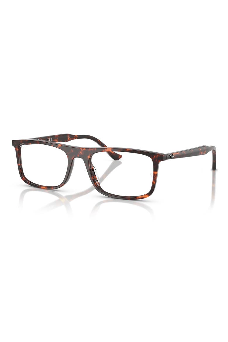 53mm Rectangular Optical Glasses, Alternate, color, RED HAVANA