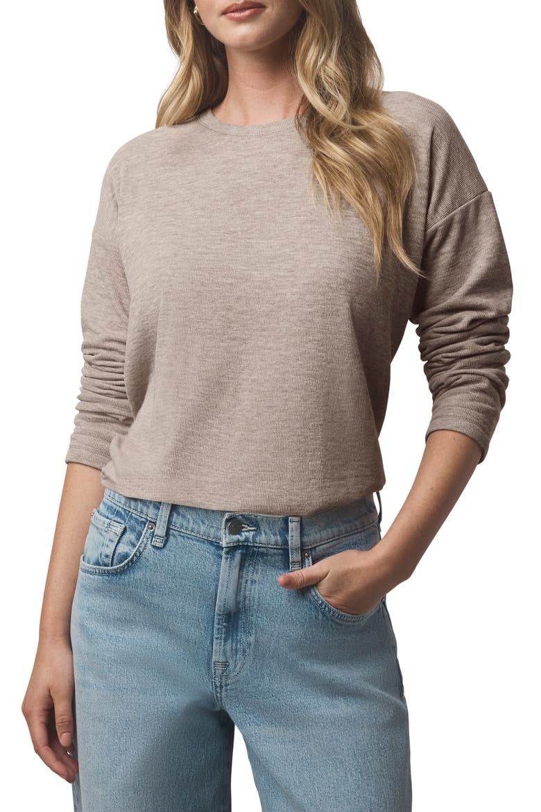 Callista Long Sleeve T-Shirt, Main, color, LIGHT CEDAR BEIGE HEATHER