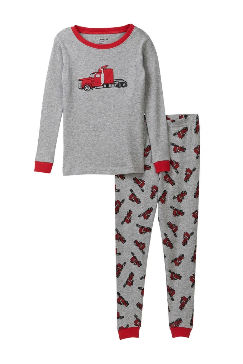 Tractor Pajama Set, Main, color, GREY RED TRAILER