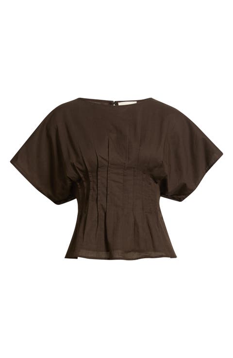 Simone Pleated Linen Blend Blouse