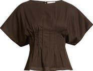 A.REN Simone Pleated Linen Blend Blouse