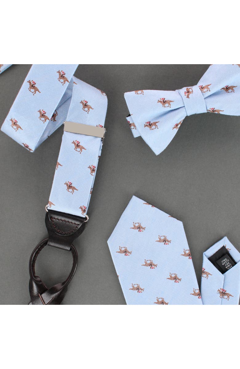 Trafalgar Down The Stretch Racehorse Linen Blend Button End Suspenders, Alternate, color, Light Blue