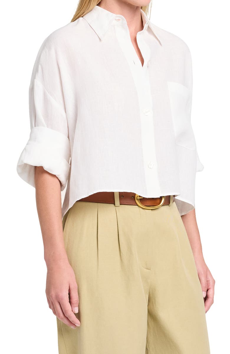 TWP Next Ex Crop Linen Button-Up Shirt, Alternate, color, White