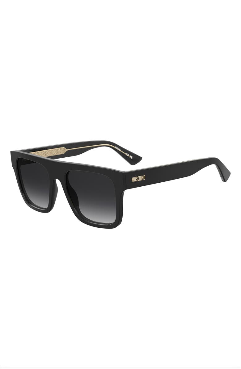 Moschino 55mm Gradient Flat Top Rectangular Sunglasses, Alternate, color, Black/ Dark Grey Sf