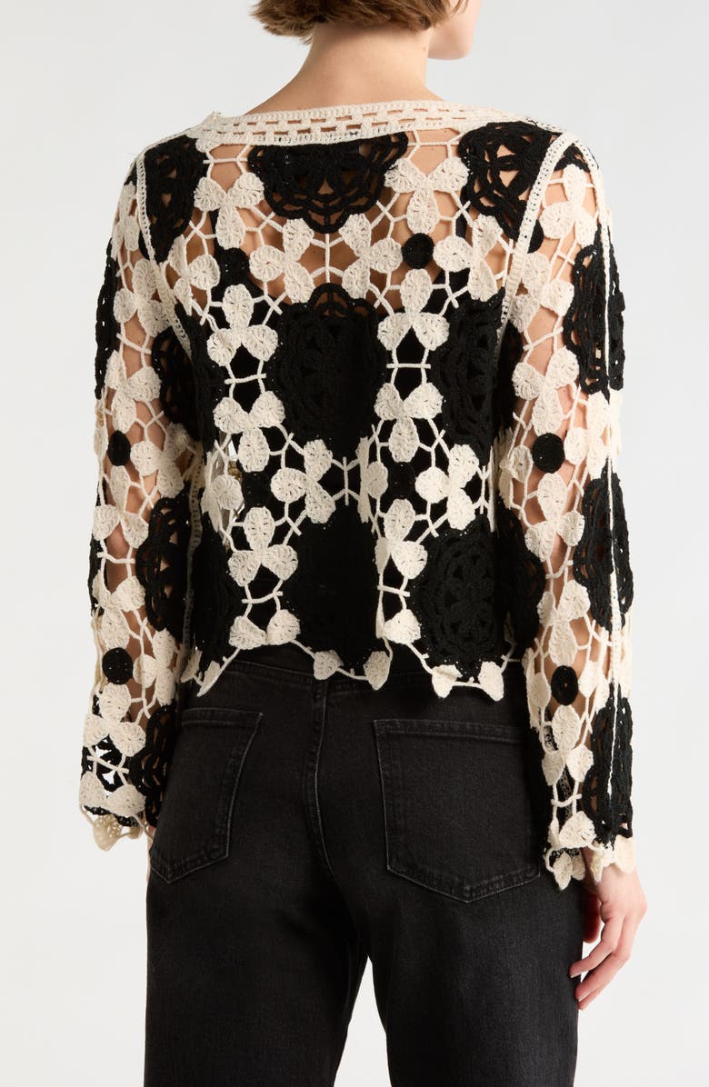 Forgotten Grace Crochet Lace Top, Alternate, color, Natural/ Black