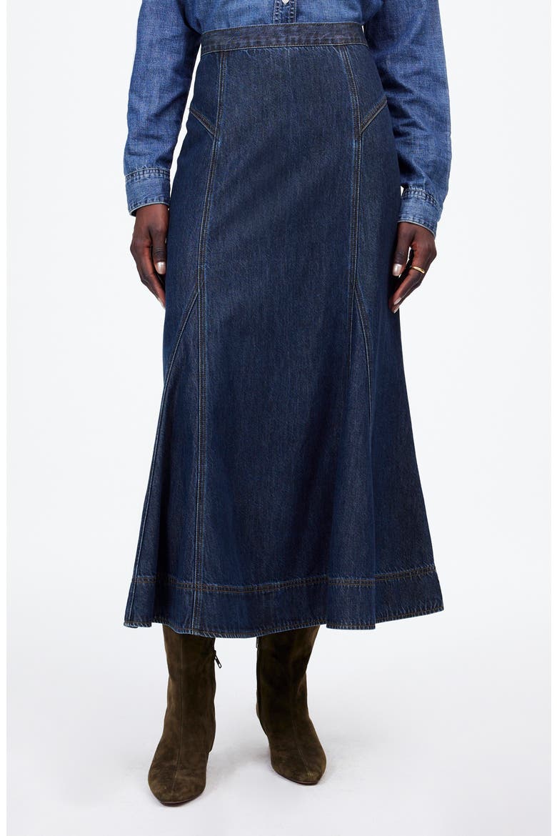 Airy Denim Midi Circle Skirt, Main, color, DIMONDALE WASH