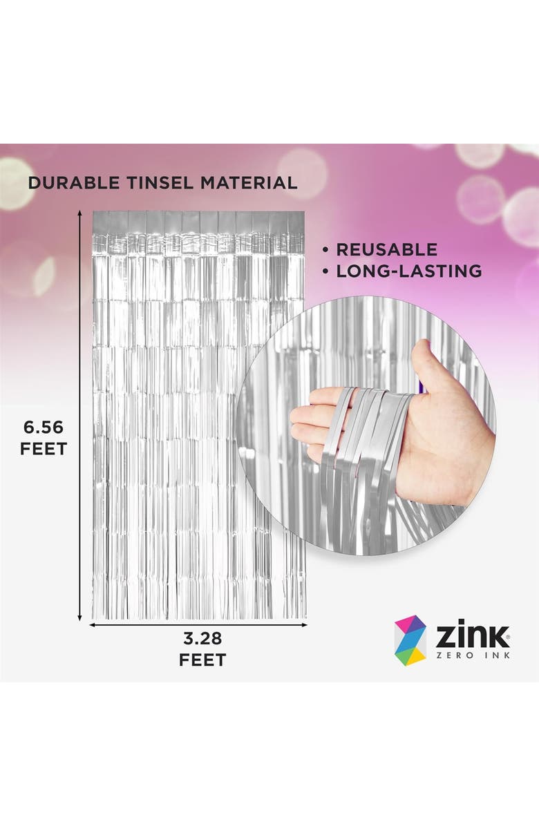 Zink Foil Curtain Backdrop, Tinsel Streamers for Photo Booth, Parties & Weddings, Alternate, color, Silver