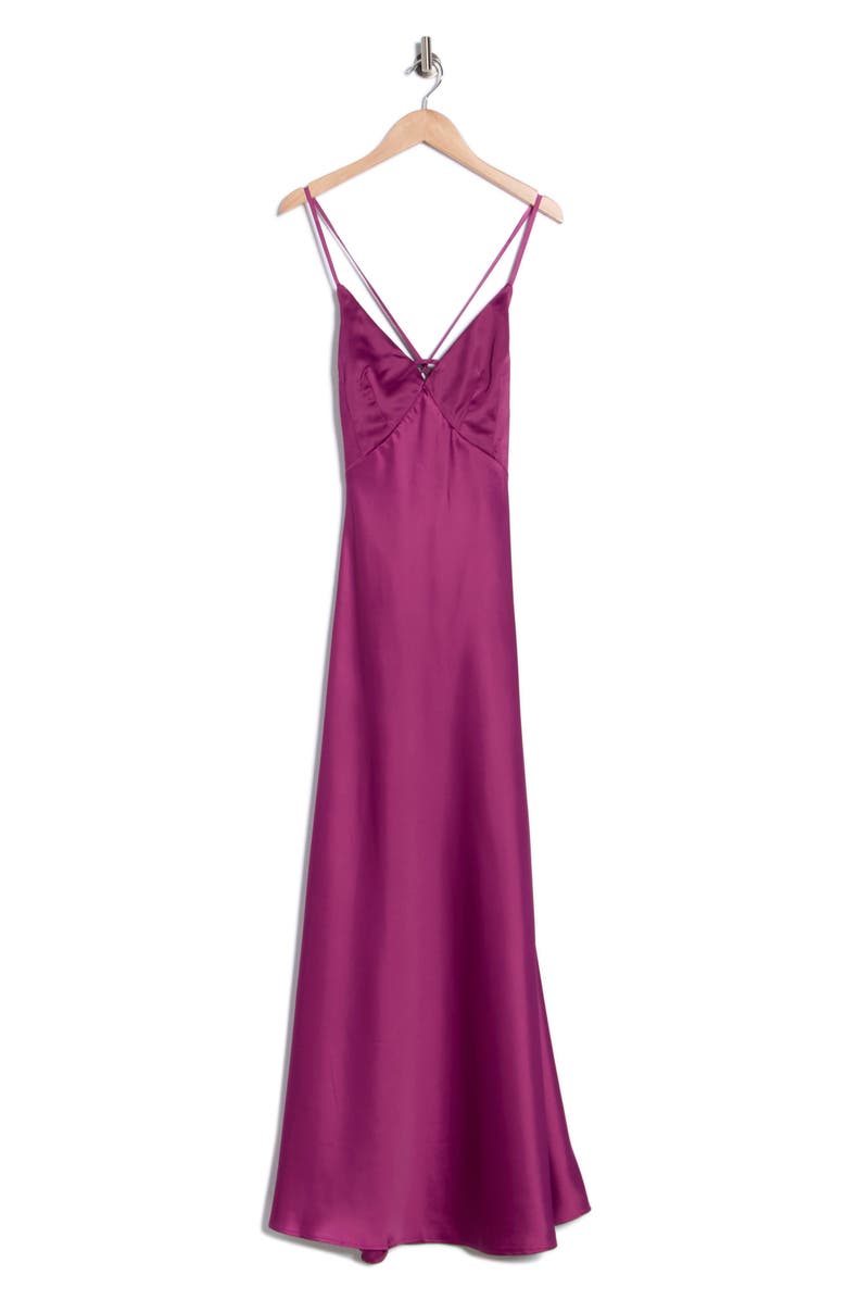 MOON RIVER Tie Back Satin Midi Dress, Alternate, color, Eggplant