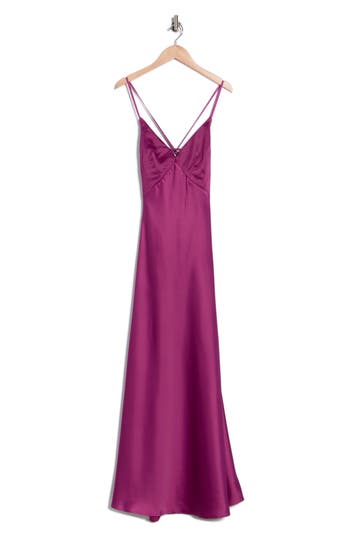 Moon River Tie Back Satin Midi Dress In Pink