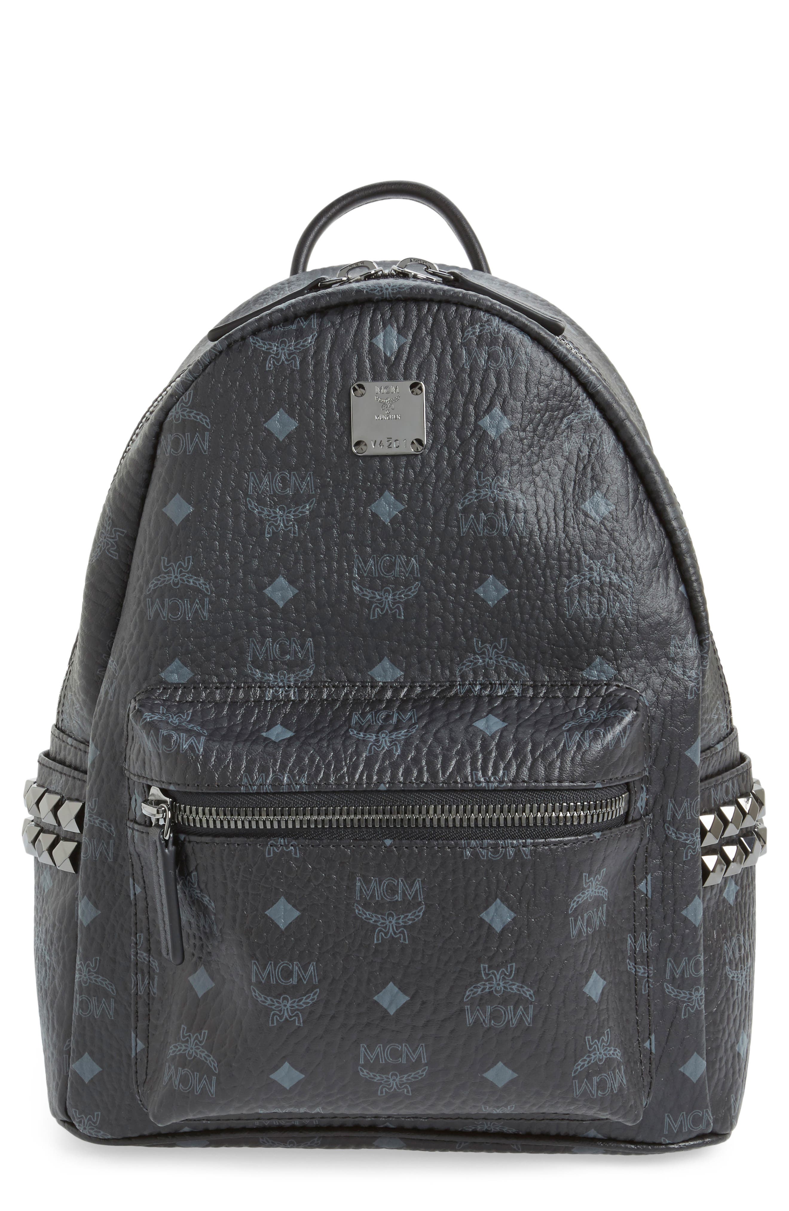 MCM Small Stark Side Stud Coated Canvas Backpack, Main, color, 