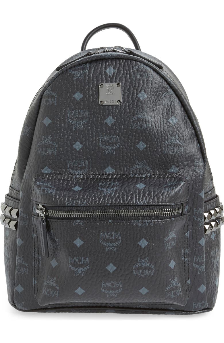 MCM Small Stark Side Stud Coated Canvas Backpack, Main, color,