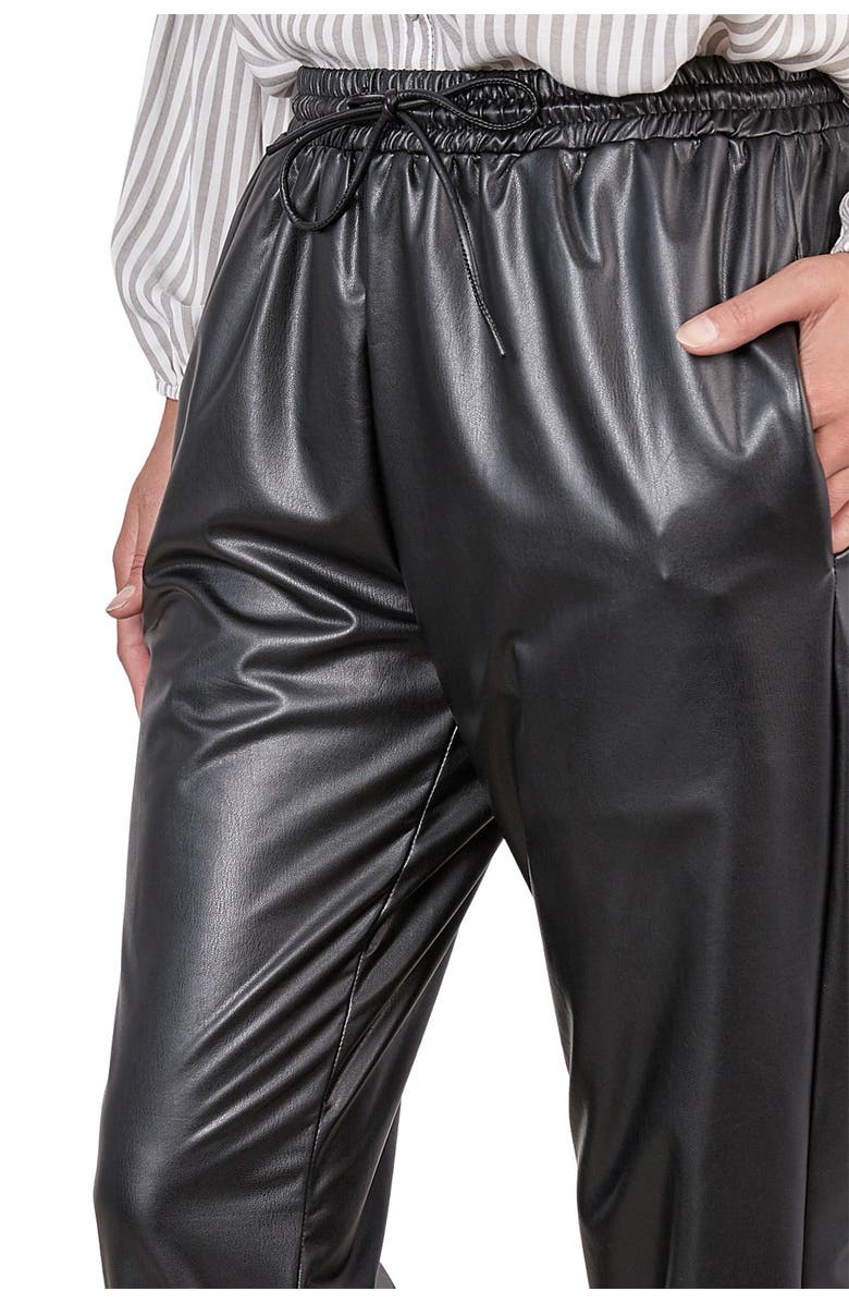 MUSTARD SEED Faux Leather Drawstring Joggers, Alternate, color,