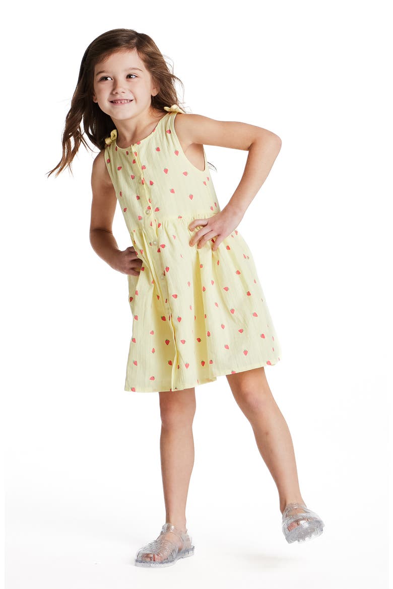 Kids' Strawberry Sleeveless Button-Up Dress, Alternate, color, YELLOW STRIPE