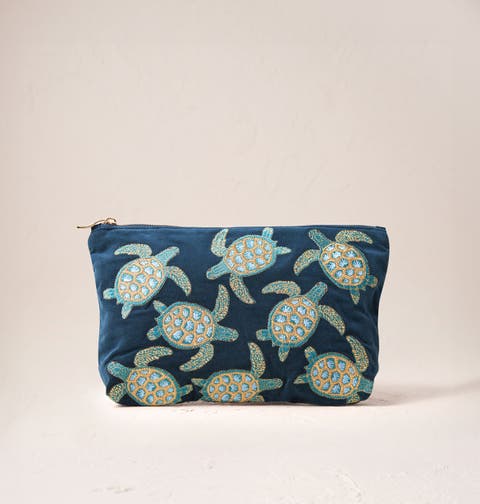 Turtle Conservation Velvet Everyday Pouch
