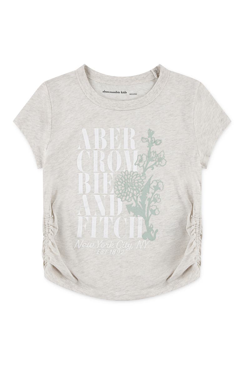 Kids' Ruched Cotton Blend Graphic T-Shirt, Main, color, OATMEAL HEATHER