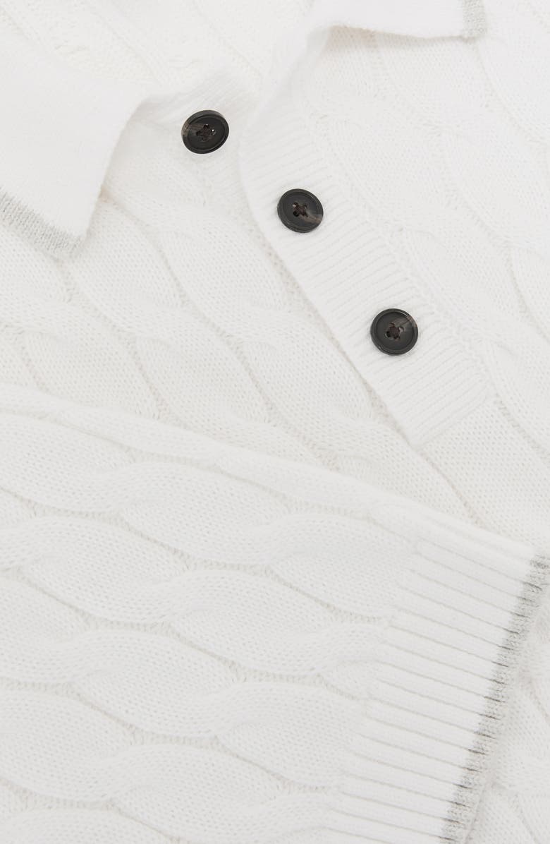 Reiss Denby Cable Knit Polo, Alternate, color, White/ Soft Grey
