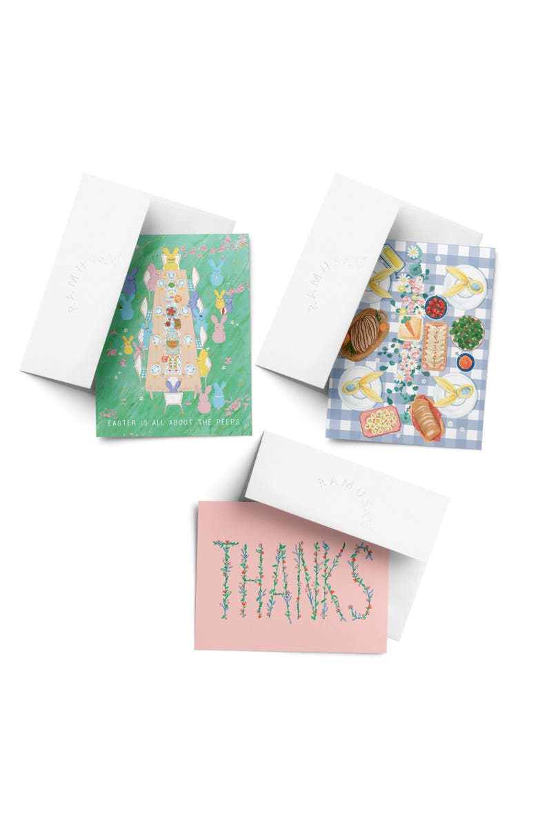 Ramus & Co Easter/Spring Assorted Greeting Card Pack (3ct) "All About The Peeps, Easter Brunch, Thanks Pink", Main, color, Multi-Pack