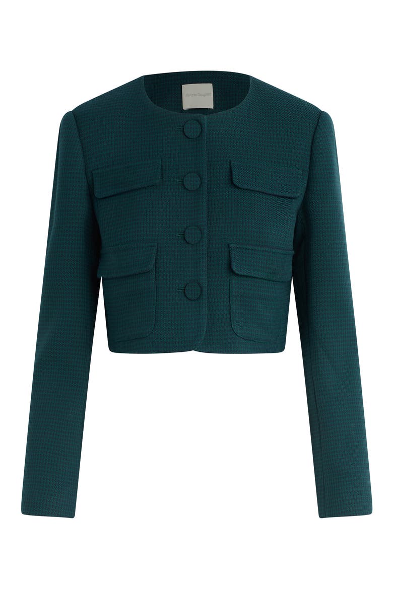 The Emily Houndstooth Crop Jacket, Alternate, color, JUNIPER HOUNDSTOOT