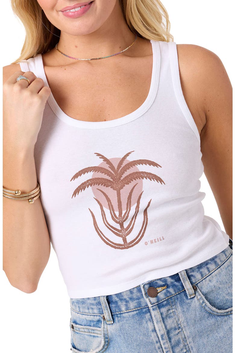 Palm Sun Cotton Graphic Tank, Alternate, color, WHITE