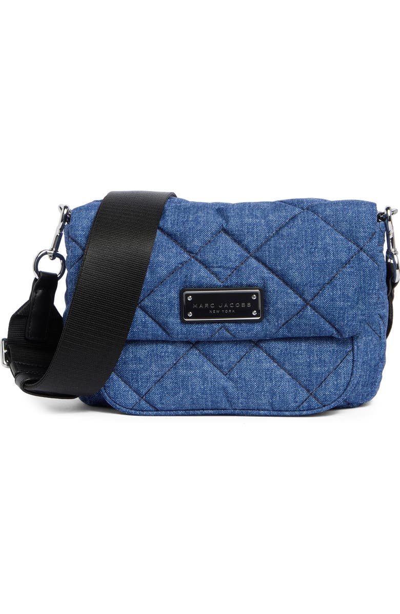 Marc Jacobs Denim Effect Quilted Crossbody Bag, Main, color, Denim Blue