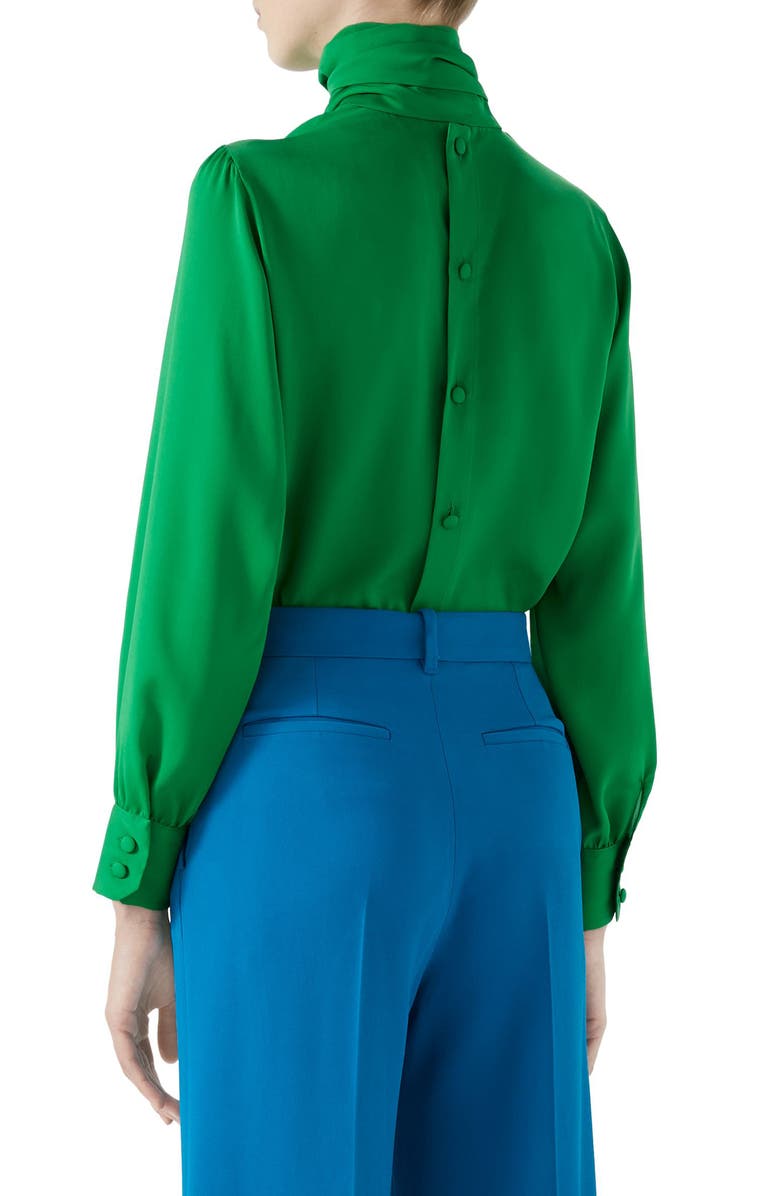 Gucci Silk Tie Neck Blouse, Alternate, color, 
