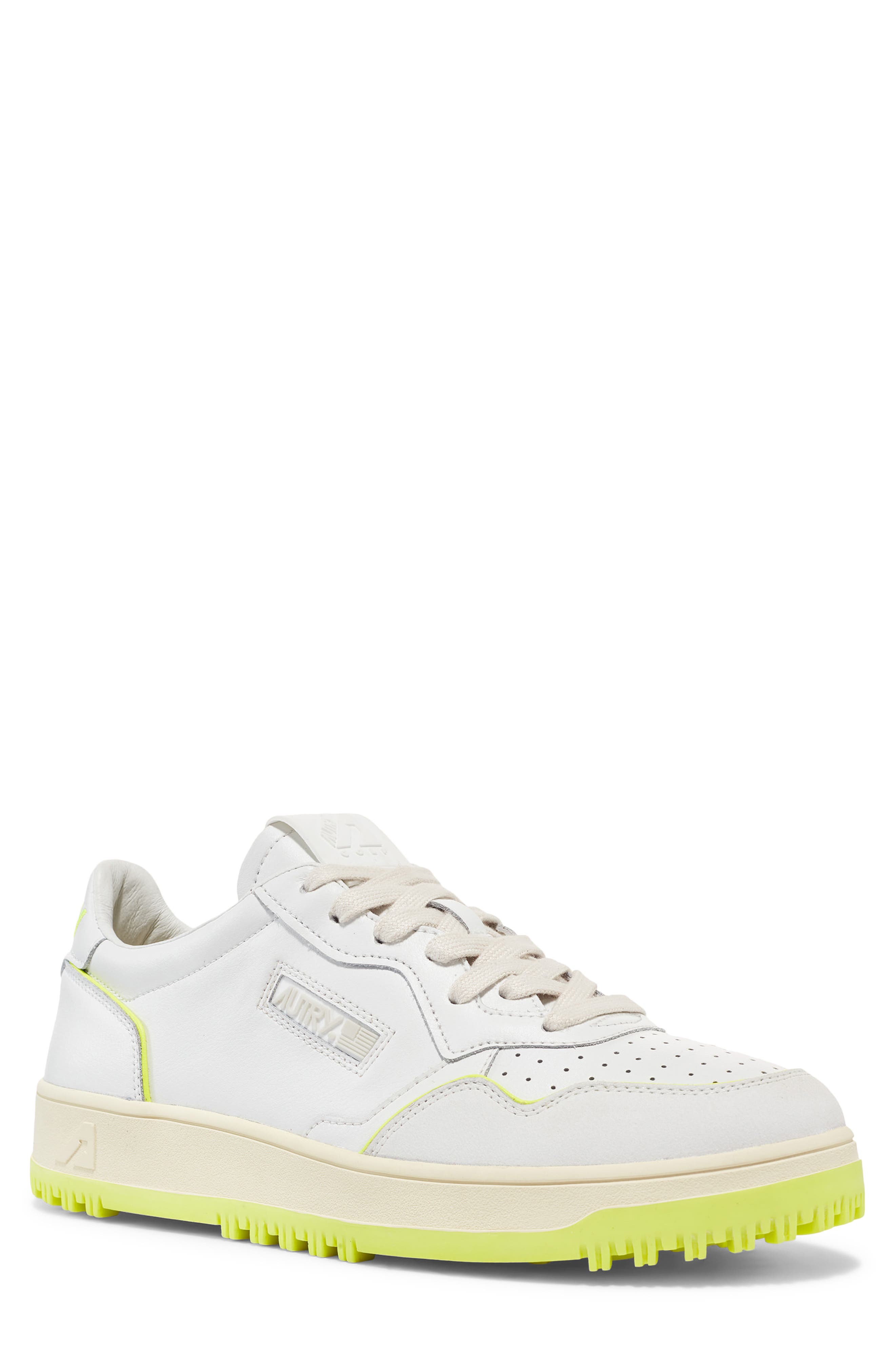 AUTRY Golf Low Top Sneaker, Main, color, Golf/Leather Wht/Fl Yllw