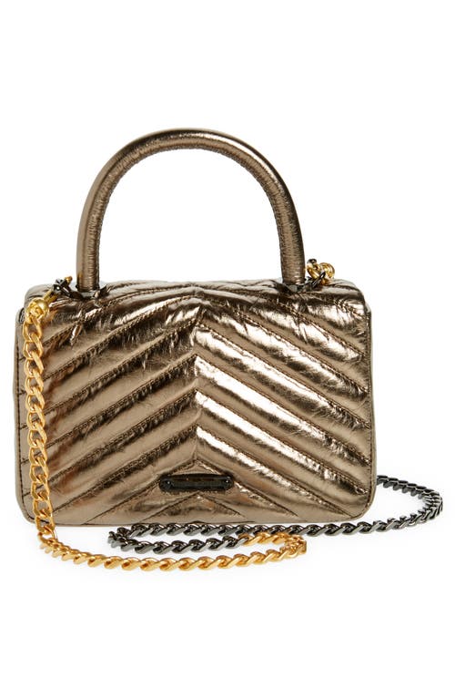 Rebecca Minkoff Edie Crinkle Quilted Top-handle Bag In Bronze