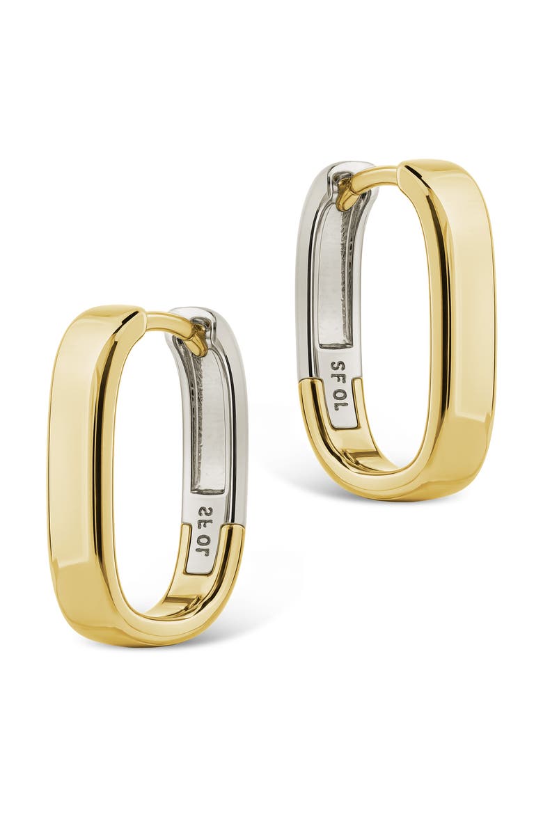 Eilish Two-Tone Rectangular Hoop Earrings, Alternate, color, DUAL TONE