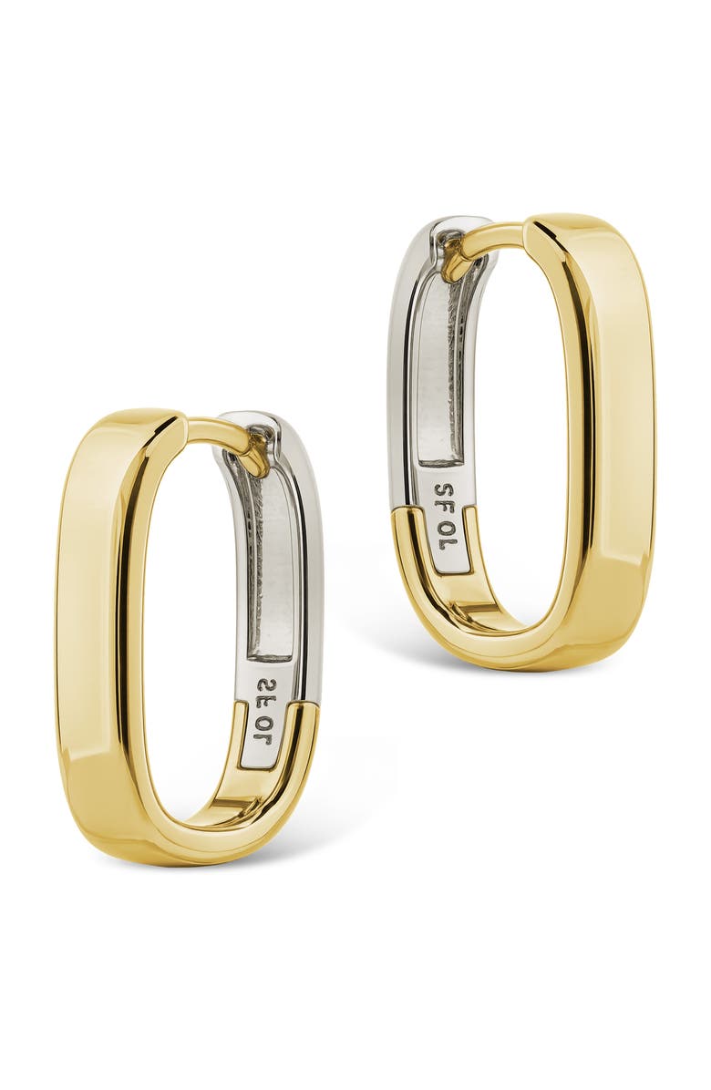 Sterling Forever Eilish Two-Tone Rectangular Hoop Earrings, Alternate, color, Dual Tone