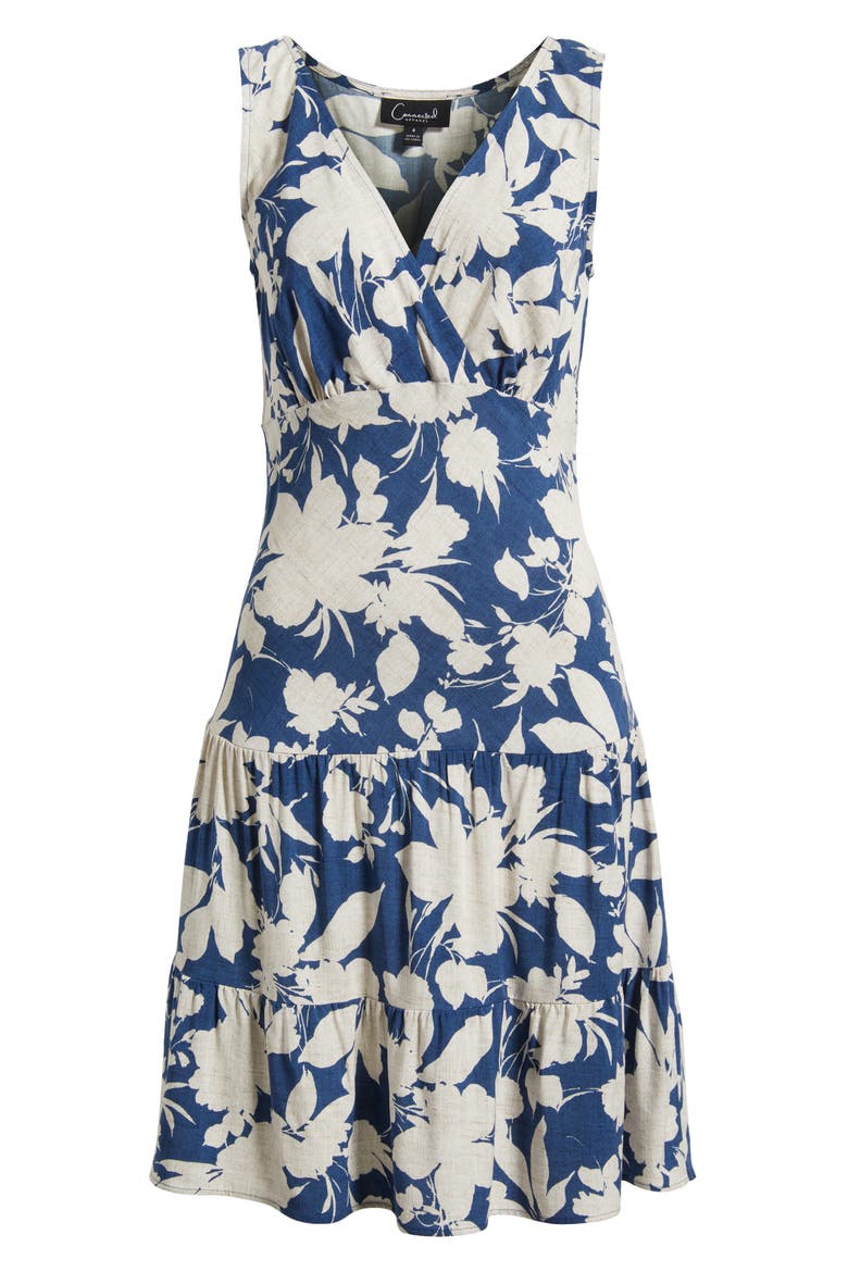 Print Wrap Front Flare Dress, Alternate, color, DEMIN