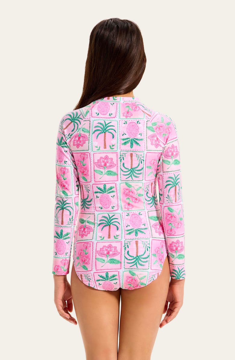 Seafolly Kids' Maldives Long Sleeve UPF 50+ One-Piece Rashguard Swimsuit, Alternate, color, Maldives