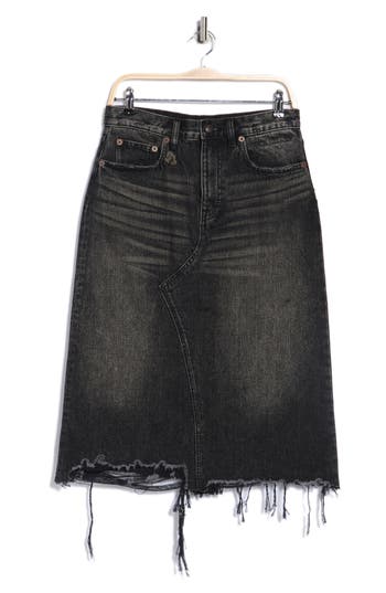 R13 Jesse Raw Hem Midi Denim Skirt In Multi