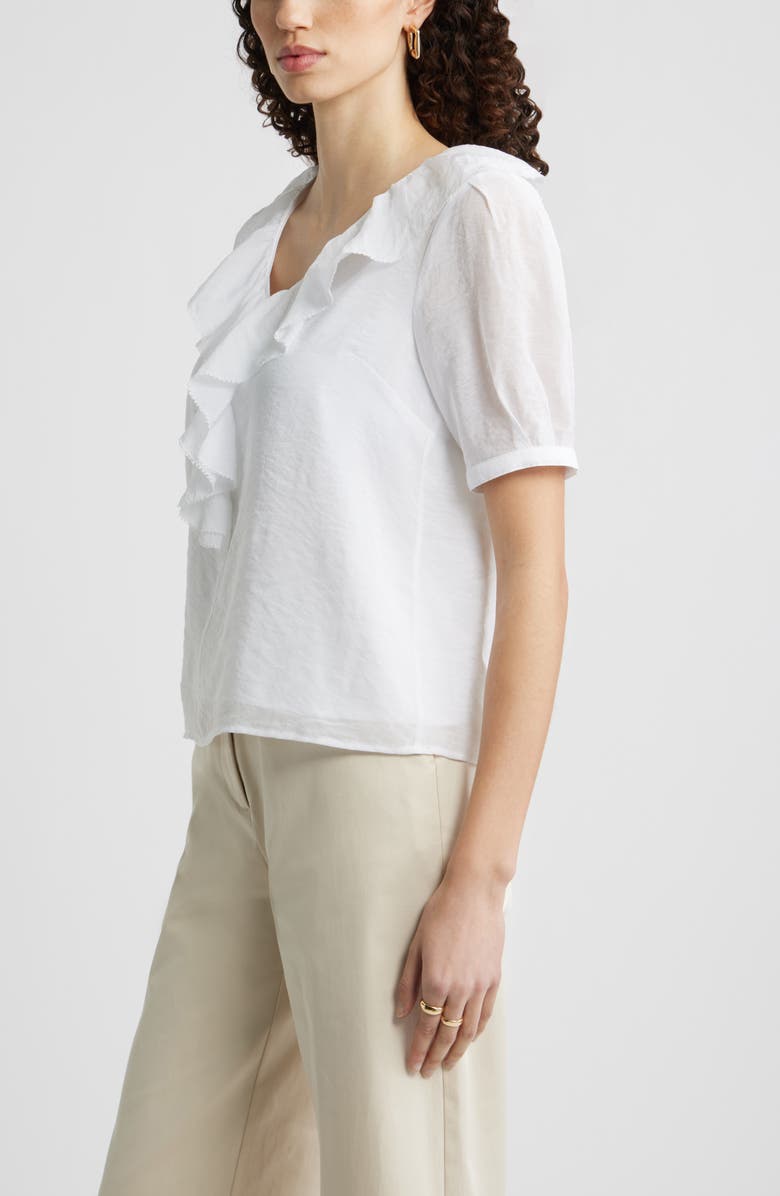 Nordstrom Ruffle Crinkle Semisheer Top, Alternate, color, White