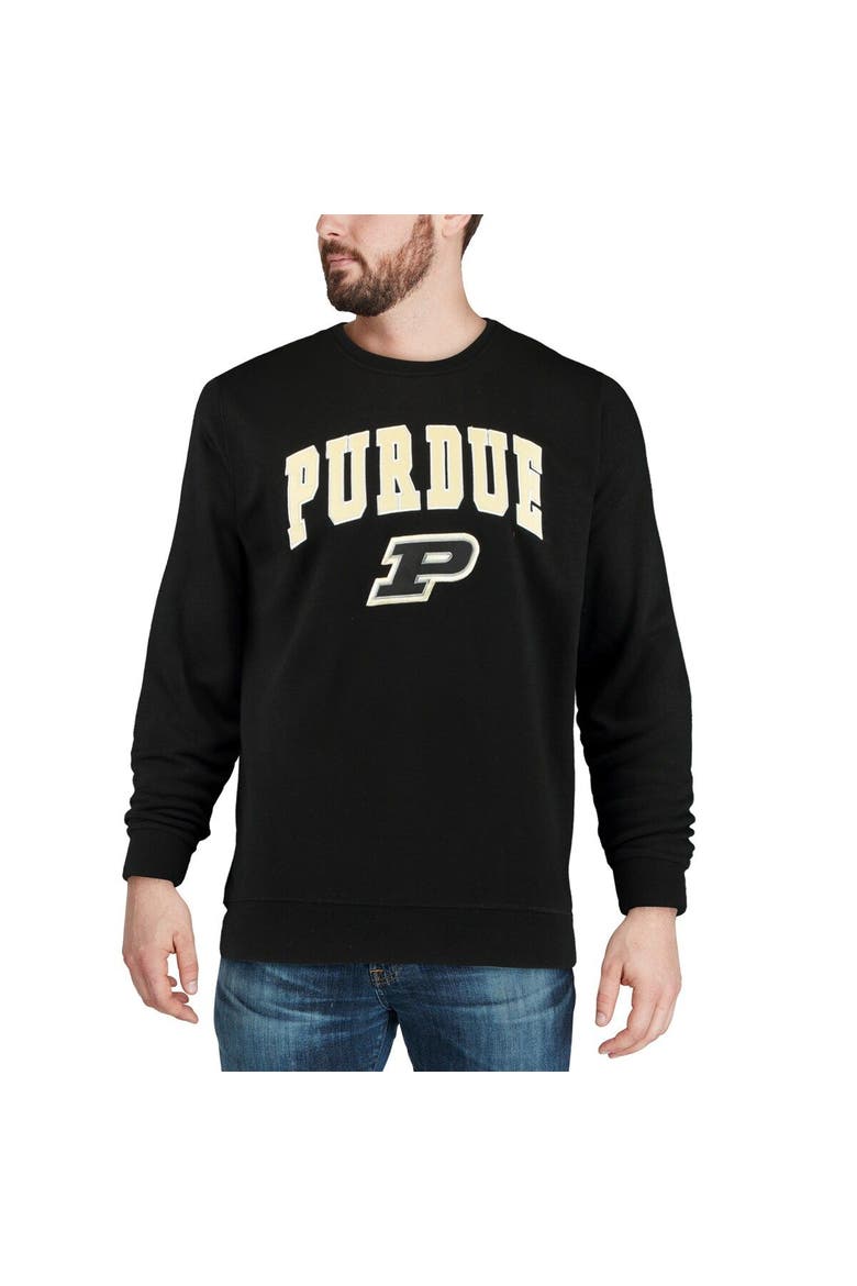 Men's Colosseum Black Purdue Boilermakers Arch & Logo Crew Neck Sweatshirt, Alternate, color, Black