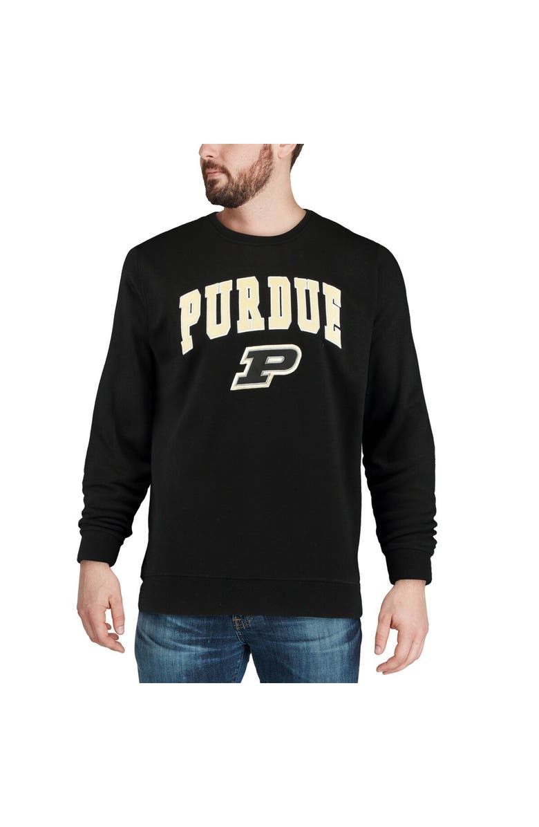 COLOSSEUM Men's Colosseum Black Purdue Boilermakers Arch & Logo Crew Neck Sweatshirt, Alternate, color, Black