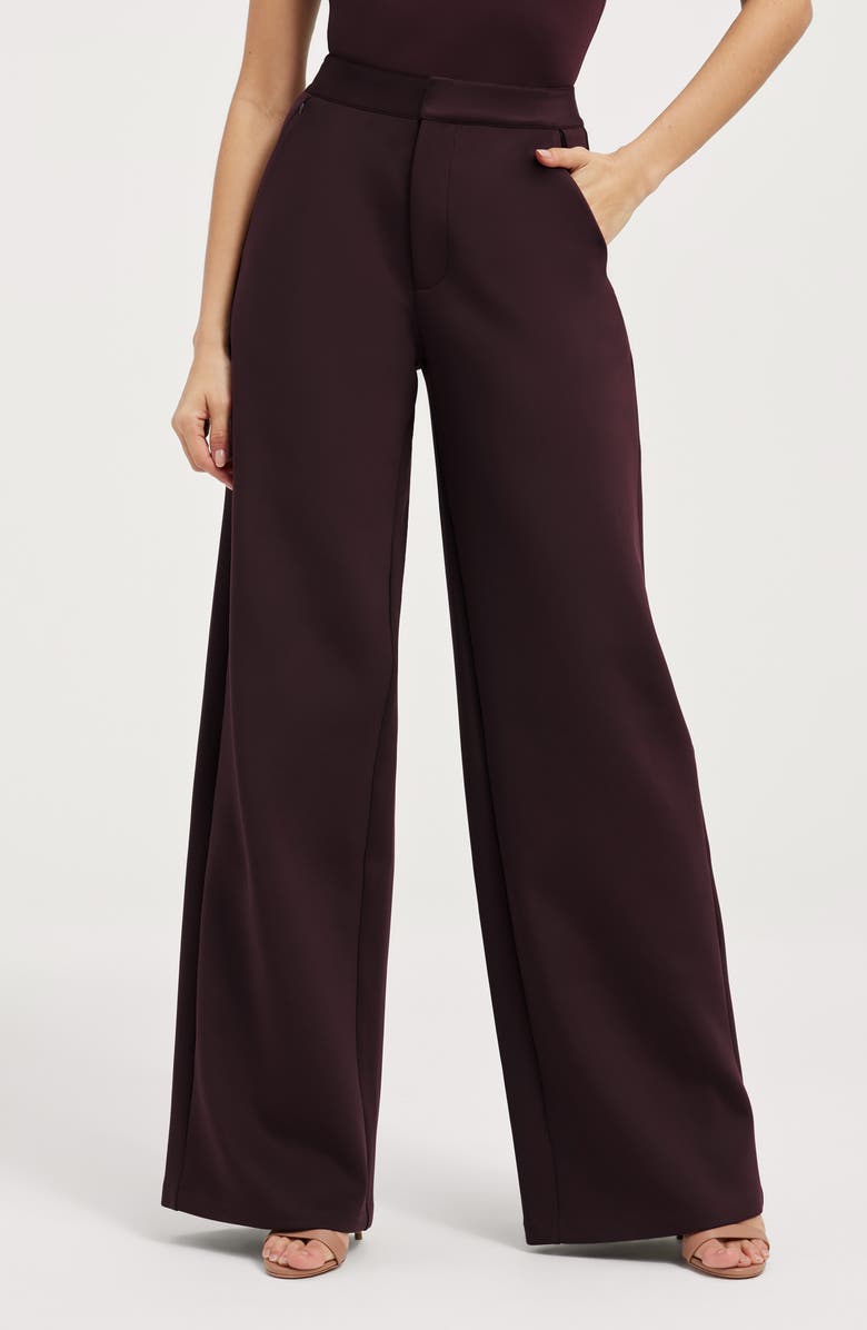 Good American Sculpting Column Trousers, Main, color, Malbec003