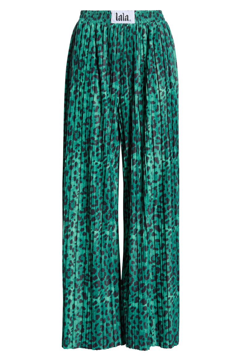 Total Knock Out Pleated Wide Leg Pants, Alternate, color, EMERALD LEOPARD