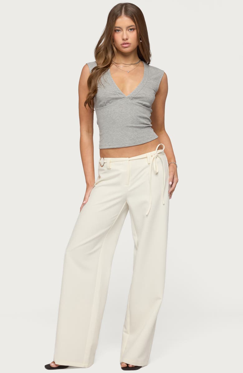 EDIKTED Raphael Tie Waist Wide Leg Pants, Alternate, color, 