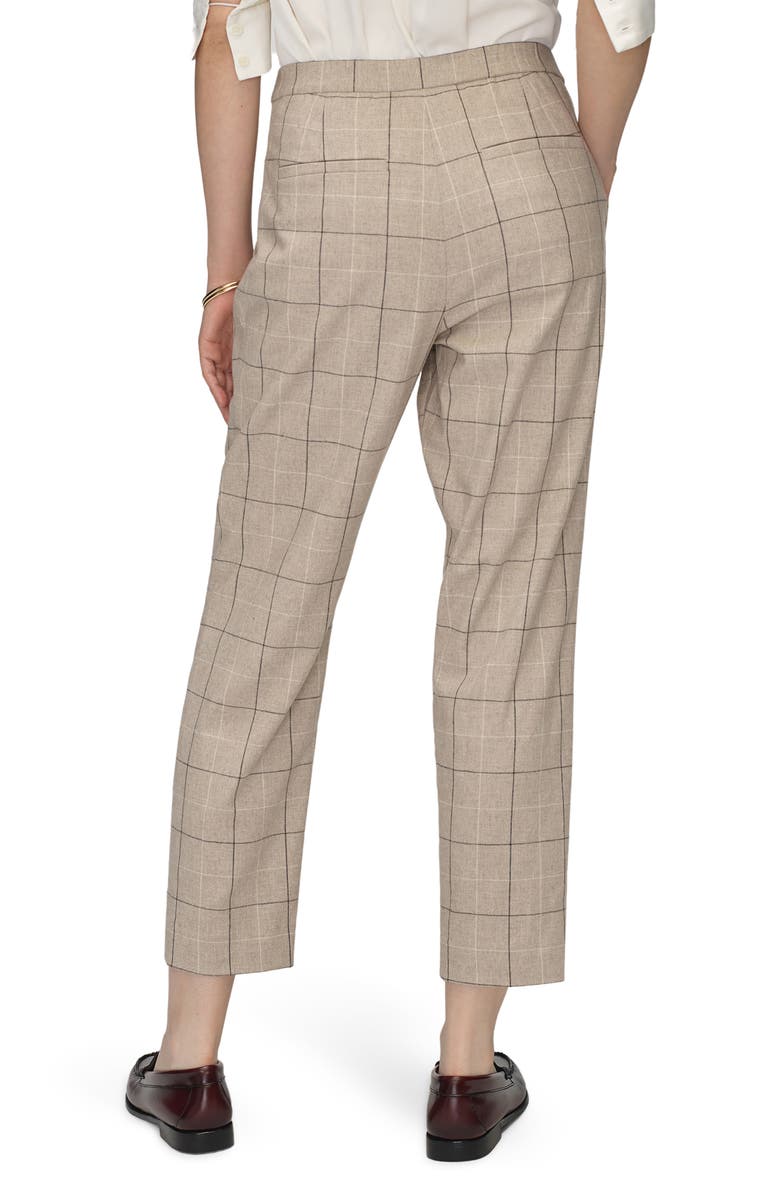 ARGENT Windowpane Plaid Pleated Pants, Alternate, color, Beige Plaid