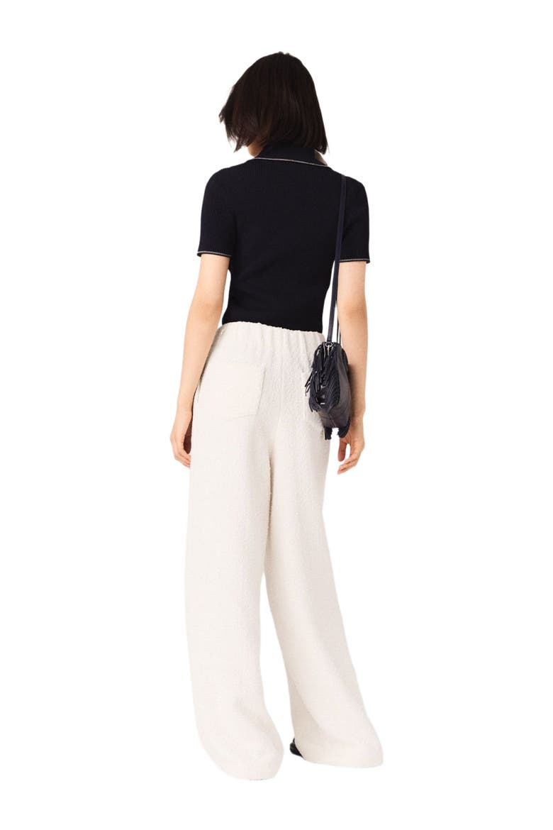 Wide-leg tweed trousers, Alternate, color, Ecru