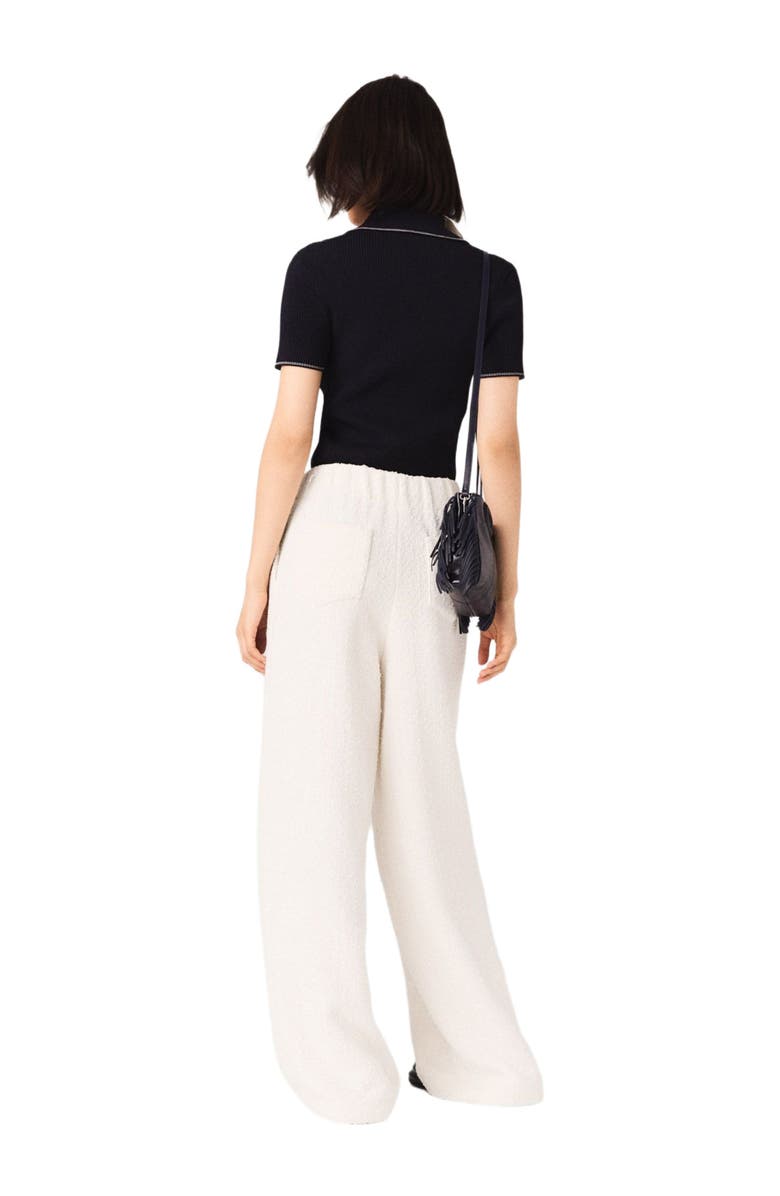 maje Wide-leg tweed trousers, Alternate, color, Ecru