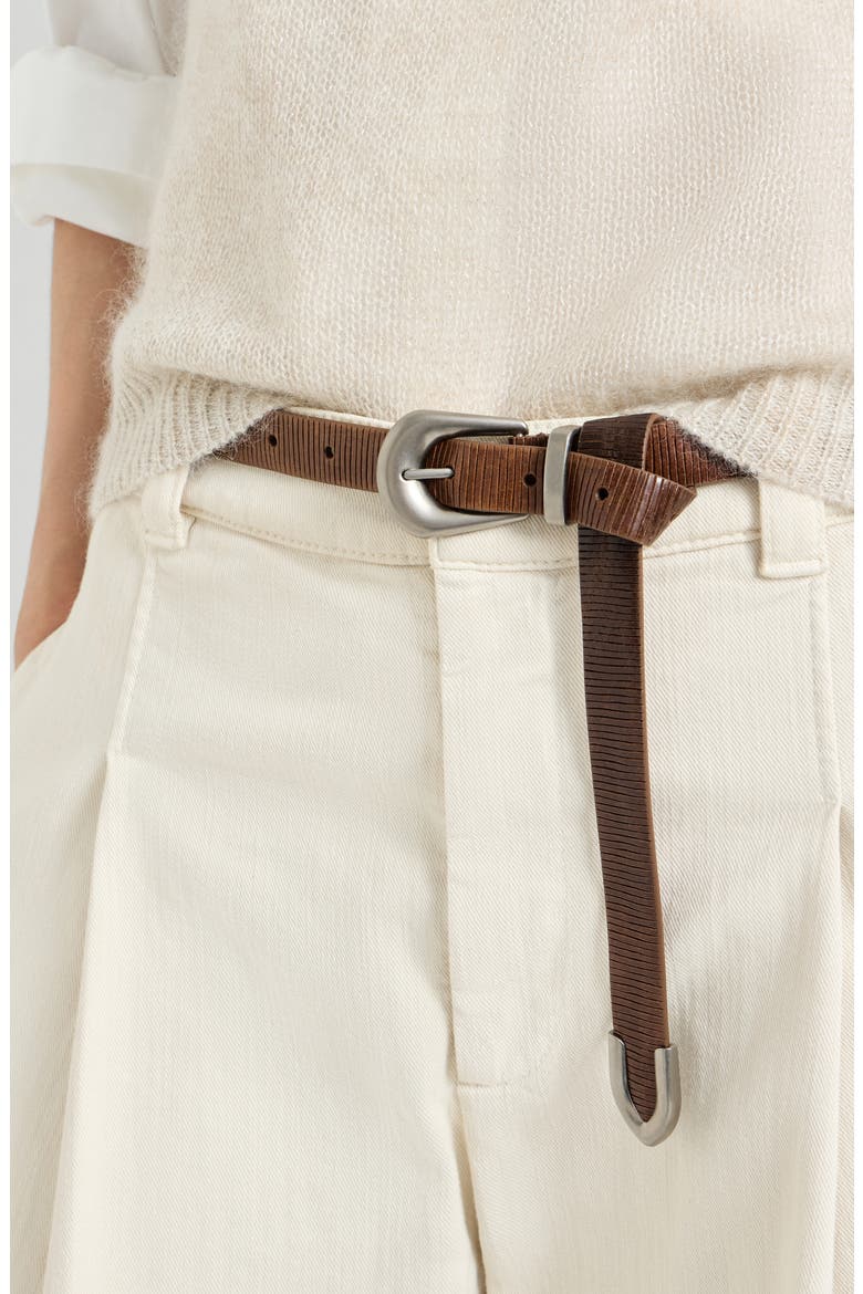 Carved leather belt, Alternate, color, Light Brown